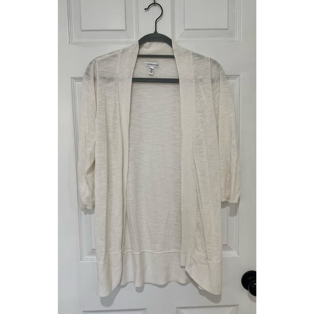 Croft & Barrow White Woman's 3/4 Length sleeve Lightweight Cardigan